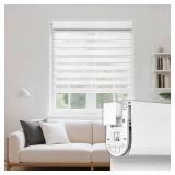 Grandekor No Drill No Tools Custom Size Zebra Blinds, Cordless Free-Stop Dual Layer Day & Night Window Shades, Light Filtering Privacy, Thermal Insulated, Textured White