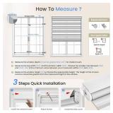 Grandekor No Drill No Tools Custom Size Zebra Blinds, Cordless Free-Stop Dual Layer Day & Night Window Shades, Light Filtering Privacy, Thermal Insulated, Textured White