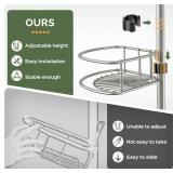 HAMITOR Corner Shower Caddy Tension Pole: 4-Tier Rust-Resistant Adjustable Bathroom Organizer Shelves - 47-121 Inch No-Drill Quick Installation - Space-Saving Storage for Renters Family - Silver Gray