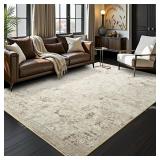 Toneed Abstract Area Rug Modern Washable Rug Soft Non Slip Rug Low Pile for Bedroom Living Room Dining Room Beige 4x6 Feet