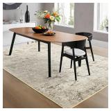 Toneed Abstract Area Rug Modern Washable Rug Soft Non Slip Rug Low Pile for Bedroom Living Room Dining Room Beige 4x6 Feet