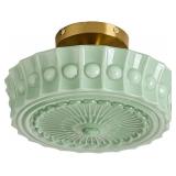 Retails for $120! Schoolhouse Ceiling Light Fixture, 13.8" Green Milk Glass Semi Flush Mount Mid Century Vintage Ceiling Light for Bedroom Hallway Kitchen