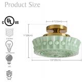 Retails for $120! Schoolhouse Ceiling Light Fixture, 13.8" Green Milk Glass Semi Flush Mount Mid Century Vintage Ceiling Light for Bedroom Hallway Kitchen