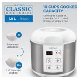 Retails for $139! Buffalo Classic Rice Cooker with Clad Stainless Steel Inner Pot - Electric Rice Cooker for White/Brown Rice, Grain - Easy-to-clean, Non-Toxic & Non-Stick, Auto Warmer (5 Cup)