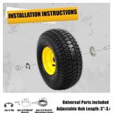 MZREXN (2 Pack) 15x6.00-6 Lawn Mower Tires and Wheel Assembly, Front Tires Replacement, Compatible with John Deere & More Riding Mowers, 4 Ply Pneumatic, 3" Offset Hub, 3/4" Bearings, Tubeless