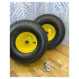 MZREXN (2 Pack) 15x6.00-6 Lawn Mower Tires and Wheel Assembly, Front Tires Replacement, Compatible with John Deere & More Riding Mowers, 4 Ply Pneumatic, 3" Offset Hub, 3/4" Bearings, Tubeless