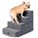EHEYCIGA Dog Stairs for Bed 18" H, 4-Step Dog Steps for High Bed, Pet Steps for Small Dogs and Cats, Non-Slip Balanced Pet Ramp Indoor, Grey