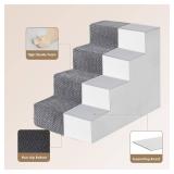 EHEYCIGA Dog Stairs for Bed 18" H, 4-Step Dog Steps for High Bed, Pet Steps for Small Dogs and Cats, Non-Slip Balanced Pet Ramp Indoor, Grey