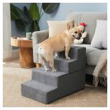 EHEYCIGA Dog Stairs for Bed 18" H, 4-Step Dog Steps for High Bed, Pet Steps for Small Dogs and Cats, Non-Slip Balanced Pet Ramp Indoor, Grey