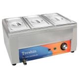 Retails for $136! Treshin 3 Pan Commercial Food Warmer 21 Qt Capacity 1200W Stainless Steel Electrical Bain Marie Buffet Food Warmer Steam Table with Temperature Control & Lid for Home, Party, Caterin
