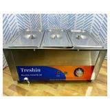 Retails for $136! Treshin 3 Pan Commercial Food Warmer 21 Qt Capacity 1200W Stainless Steel Electrical Bain Marie Buffet Food Warmer Steam Table with Temperature Control & Lid for Home, Party, Caterin