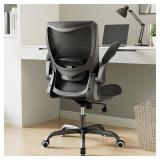 Retails for $130! Office Chair, Ergonomic Desk Chair with Adjustable Lumbar Support and Flip up Armrest, Breathable Mesh Computer Chair for Home Office, Black