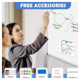 WALGLASS Double-Sided White Board, 24" x 18" Dry Erase Board Magnetic Whiteboard for Wall, Hanging Mounted Whiteboard Silver Aluminium Frame for Home, School, Office, Kitchen