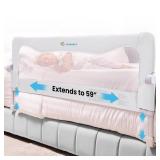 TotCraft FlexGuard Adjustable Bed Rail for Toddlers   Fits Twin, Full, Queen & King Beds   35.5  or 59  Two Fixed Lengths   14 Height Levels  Bed Guard Rail for Toddlers (White)
