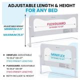 TotCraft FlexGuard Adjustable Bed Rail for Toddlers   Fits Twin, Full, Queen & King Beds   35.5  or 59  Two Fixed Lengths   14 Height Levels  Bed Guard Rail for Toddlers (White)
