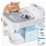 ODSD Cat Water Fountain, App Monitoring Wastewater Separation & No Filter Cotton, Pet Water Fountain with 101oz/3L Large Capacity Tank, Wireless Automatic Water Dispenser for Cats Indoor, 2.4G Wi-Fi