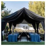 Retails for $280! 50ft 40ft Black Ceiling Drapes for Weddings Parties,10 Panels 5 40ft Long Ceiling Curtain for Tent Canopy,Wrinkle Free Silk Easy to Draping&Hang Black Drapes for Event Church Stage P