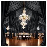 Retails for $280! 50ft 40ft Black Ceiling Drapes for Weddings Parties,10 Panels 5 40ft Long Ceiling Curtain for Tent Canopy,Wrinkle Free Silk Easy to Draping&Hang Black Drapes for Event Church Stage P