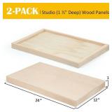 Falling in Art 2 Pack Unfinished Wooden Canvas Panels, 12x24 Gallery Birch Wood Panels Kit, 1 1/2" Deep Art Cradle Boards for Acrylic Painting, Pouring and Burning