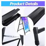 Heavy Duty A- Frame Sidewalks Poster stand 24 x 36 Inch Outdoor Sign Black Coated Metal Collapsible Sidewalks Signs Stand Double-Sided Display Poster Boards Suitable Sandwich Board for Indoor Outdoor
