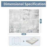 Washable Rugs 8x10 Area Rugs for Living Room - Modern Abstract Rugs for Bedroom,Dining Room,Large Soft Low Pile Carpet with Non Slip Rubber Backing,Neutral Accent Nursery Rug- Beige Blue