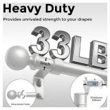 Silver Curtain Rod, 1 Inch Adjustable Heavy Duty Curtain Rods for Windows 48 to 84 Inch, Decorative Modern Window Treatment Rods, Telescopic Splicing Metal Drapery Pole, Easy Installation