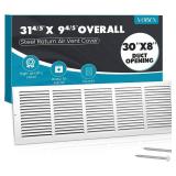 VOISEN Return Air Grille,Fits 30x8 Duct Opening,Steel Return Vent Cover, White Vent Cover Grill for Sidewall and Ceiling,HAVC Cold Air Return Vent Cover,Overall Size:31.8"W X 9.8"H