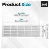 VOISEN Return Air Grille,Fits 30x8 Duct Opening,Steel Return Vent Cover, White Vent Cover Grill for Sidewall and Ceiling,HAVC Cold Air Return Vent Cover,Overall Size:31.8"W X 9.8"H