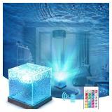 2 pk RICHMYC Ocean Wave Projector Light, 16 Colors Gradual Rotating Water Lamp with Remote Control, Beach Decor Sea Themed Northern Lights Projector for Office Bedroom Bar Restaurant(Wood)