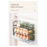 Egg Holder For Fridge, Egg Tray for Refrigerator, Egg Storage for Refrigerator for 30 Eggs, Automatic Flip Egg Storage Tray with Timers, Special Egg Holder Countertop Solution