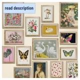 LANCHI95 15 Pcs FRAMED Eclectic Wall Decor, Colorful Eclectic Decor, Colorful Art, Girls Room, Vintage Wall Art Prints, Moody Maximalist Bedroom Decorations
