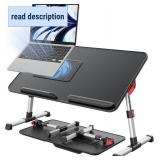 Laptop Desk for Bed with Cooling Fan, SAIJI Height & Angle Adjustable Laptop Stand for Bed, Lap Desk Tray Table, Lightweight Foldable Portable Computer Table for Couch Sofa Chair Floor Desk (Black)
