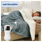 Heated Blanket Full Size Electric Blanket, Faux Fur Heat Blanket, Super Soft Cozy Heating Blanket with 9 Heating Levels & 1-9 Hours Auto Off, Fast Heating & Overheat Protection, 72" x 84", Gray