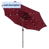 Blissun 9 ft Solar Umbrella, 32 LED Lighted Patio Umbrella, Table Market Umbrella, Outdoor Umbrella for Garden, Deck, Backyard, Pool and Beach (Burgundy)