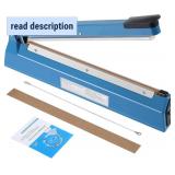 16 Inch Impulse Heat Sealer Manual Bags Sealer Sealing Machine Heating Closer for Plastic PE PP Mylar Poly Foil Bags Home Restaurant Food Storage with Extra Replace Element