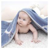 TILLYOU Toddler Flannel Blanket - Warm Cozy Baby Blanket for Boys and Girls, Smooth Cute Lightweight Blanket for Bedding Crib Stroller, 40 50 inches, Navy Deer