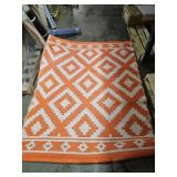 Geometric Orange and White Indoor/Outdoor Area Rug 5x7 - Retail: $89