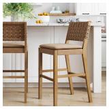 Nathan James Cohen Sear Counter Height Barstool: Rubberwood Frame, Faux Leather Seat, 300 lbs Limit - Retail: $290