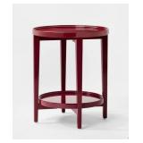 Round Two-Tier Side Table in Burgundy - Retail: $135