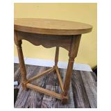 Round Oak Side Table with Turned Legs - Retail: $150