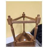 Round Oak Side Table with Turned Legs - Retail: $150