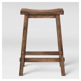 Halifax Farmhouse Wood Counter Height Barstool Brown - Thresholdâ¢: Rectangle, Backless, Hardwood Frame