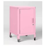 Pink Metal Rolling Storage Cabinet