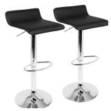 Ale Contemporary Adjustable Barstool Black - Lumisource: Chrome-Plated, Low Back, Swivel, PVC Upholstery - Retail: $265