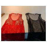 Sequined Tank Top Set - Black and Red