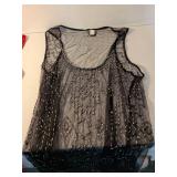 Sequined Tank Top Set - Black and Red