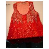 Sequined Tank Top Set - Black and Red