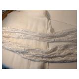 White Lace Trimmed Table Runner with Rhinestones