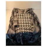 BKE Black and White Crochet Pattern Sweater