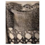 BKE Black and White Crochet Pattern Sweater
